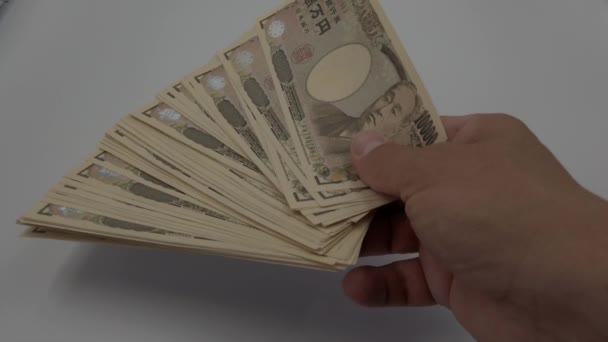 Japanse Valuta Yen Bankbiljetten — Stockvideo