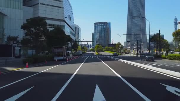 Uitzicht Met Voorste Auto Yokohama Bay Quarter Minato Mirai Aan — Stockvideo