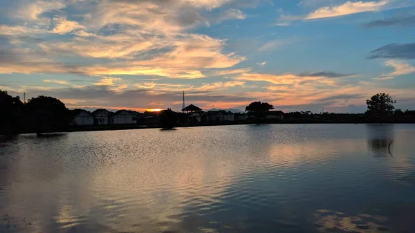 Sunset Pool Water Beautiful View Clouds — Stock Photo, Image