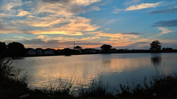 Sunset Pool Water Beautiful View Clouds — Stock Photo, Image