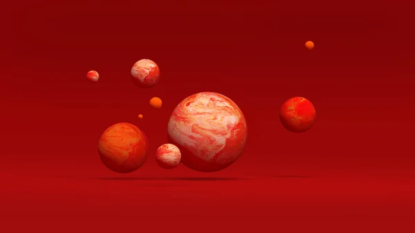 Мальовані Сфери Червоний Фон Художня Ілюстрація Рендеринг — стокове фото