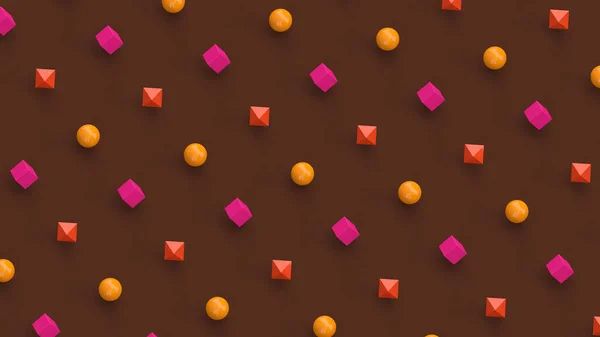 Ροζ Κίτρινα Πορτοκαλί Γεωμετρικά Σχήματα Καφέ Φόντο Αφηρημένη Εικόνα Καθιστούν — Φωτογραφία Αρχείου