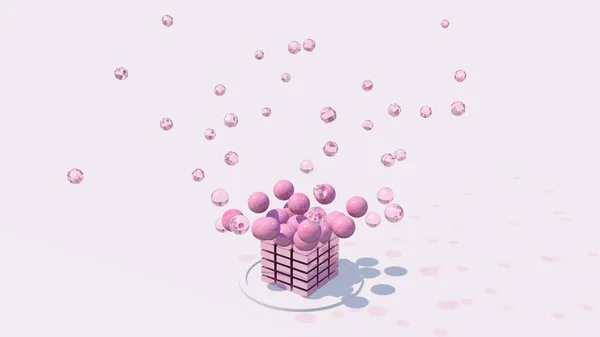 Rózsaszín Fényes Formák Átalakítása Absztrakt Illusztráció Render — Stock Fotó