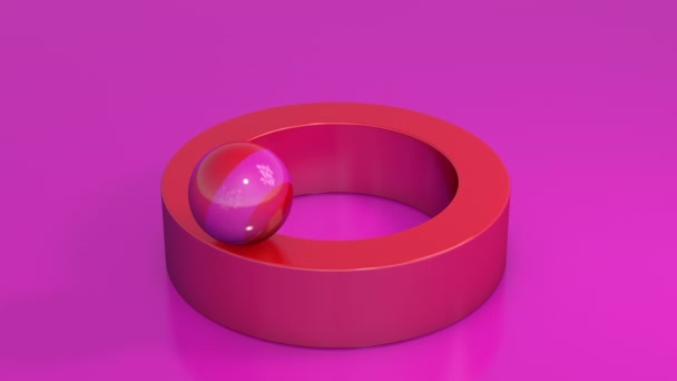 Boule Cercle Verre Rose Rouge Animation Abstraite Rendu — Video