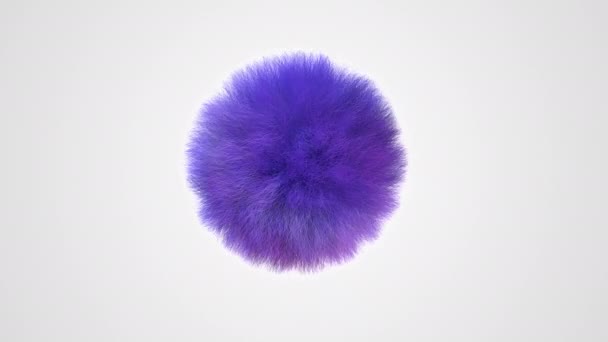 Pluizige Paarse Bol Harige Bal Abstract Animatie Render — Stockvideo