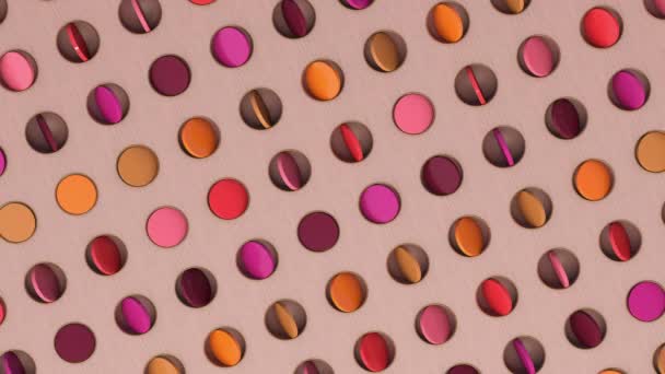 色彩斑斓的圆盘旋转着 抽象动画 3D渲染 — 图库视频影像