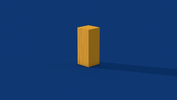 Red Ball Destroying Yellow Cube Tower Abstract Animation Render — Stock Video