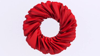 Kırmızı cam şekilli. Beyaz arka plan. Soyut illüstrasyon, 3D canlandırma.