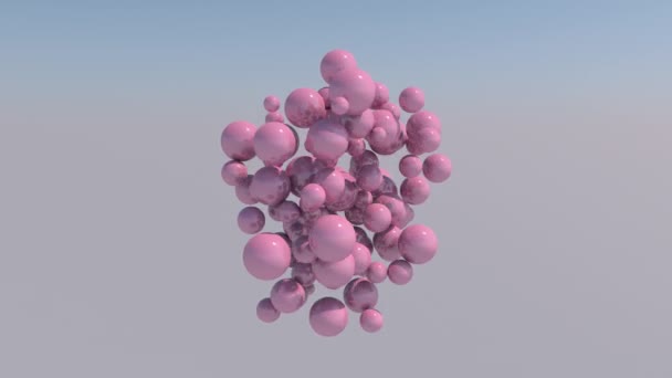 Glazen Roze Ballen Lucht Abstract Animatie Render — Stockvideo