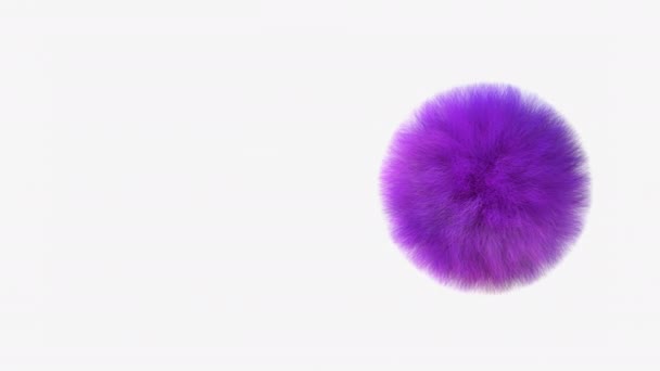 Fluffy Paarse Bol Beweegt Harige Bal Abstract Animatie Render — Stockvideo