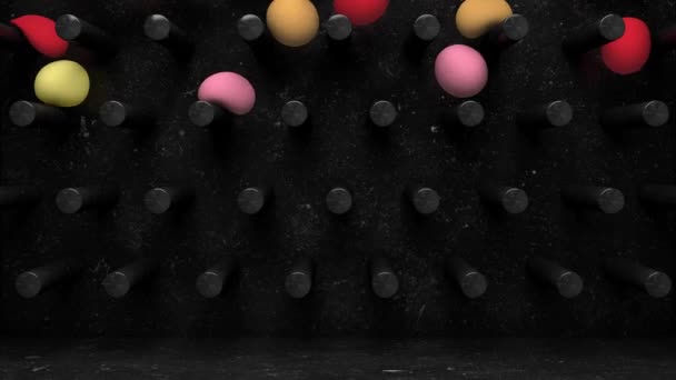 Black Marble Wall Colorful Soft Ball Falling Abstract Animation Render — Stock Video