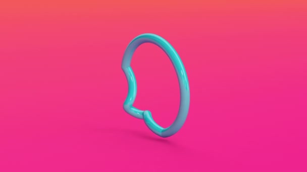 Blauwe Gedraaide Ring Roze Achtergrond Abstract Animatie Render — Stockvideo