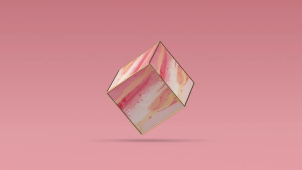 Cubo Pintado Girando Animação Abstrata — Vídeo de Stock