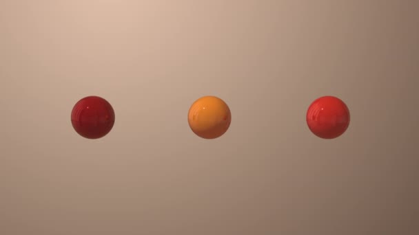 Des sphères rouges et orange brillantes explosent. Animation 3D abstraite.