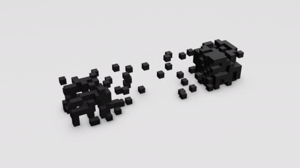 Two Black Cubes Transforming Abstract Animation — Stock Video