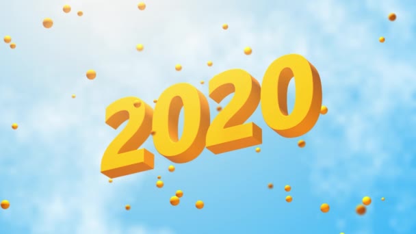 2020年 3Dテキスト 空に黄色の形 アブストラクトアニメーション — ストック動画