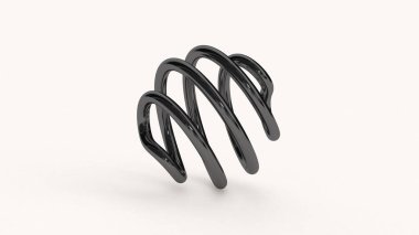 Siyah parlak spiral. Beyaz arka plan. Soyut illüstrasyon, 3d canlandırma.
