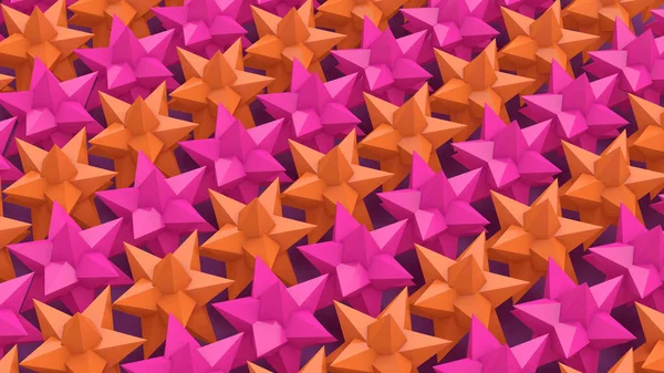 Estrelas Cor Rosa Laranja Grupo Formas Brilhantes Ilustração Abstrata Renderização — Fotografia de Stock