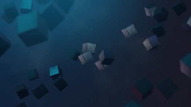 Black Metallic Cubes Flying Abstract Animation — Stock Video