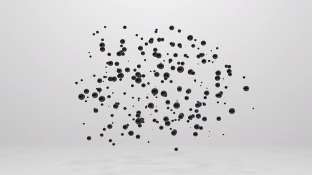 Esferas Negras Volando Animación Abstracta — Vídeo de stock