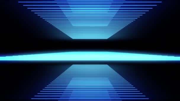 Blue Neon Lines Glowing Abstract Animation — Stock Video