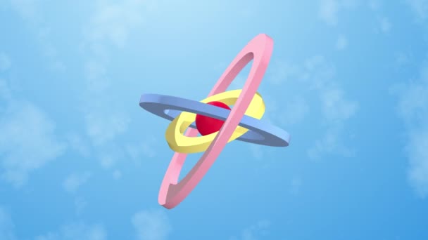 Bunte Ringe Und Kugeln Himmel Abstrakte Animation — Stockvideo