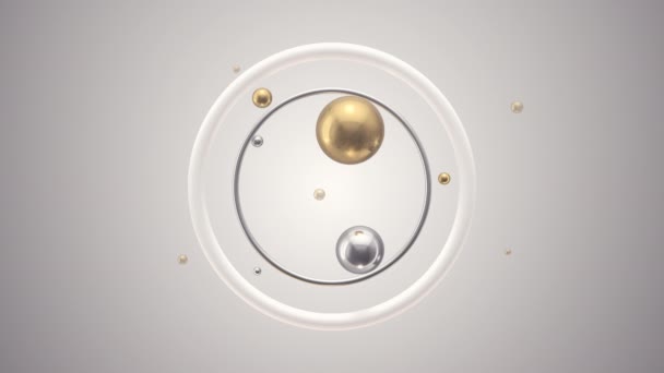 Золотые Серебряные Шарики Вращаются Абстрактная Анимация — стоковое видео