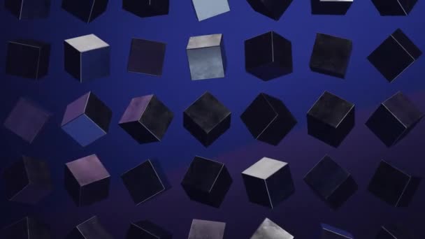 Cubos Metálicos Girando Animación Abstracta — Vídeo de stock