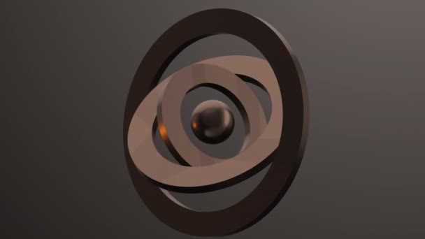 Metalowe Pierścienie Kula Streszczenie Animacji — Wideo stockowe