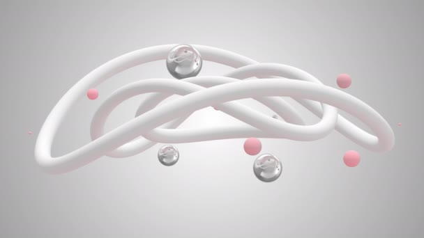 Anillos Blancos Esferas Animación Abstracta — Vídeo de stock