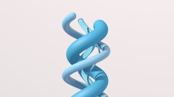 Скрученные Голубые Фигуры Абстрактная Анимация Рендеринг — стоковое видео