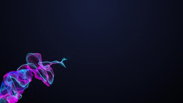 Abstrakta Neonpartiklar Och Vinka Utformning Futuristiska Rörelser — Stockvideo
