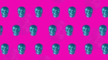 Cam mavi kafatasları. Eğlenceli, parlak bir arka plan. Hareket tasarımı.