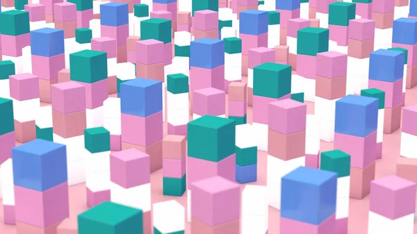 Cubos Colores Formas Geométricas Brillando Ilustración Abstracta Render —  Fotos de Stock