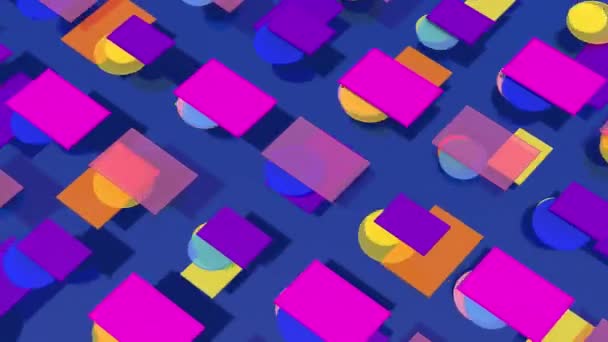 Яркие Красочные Стеклянные Формы Синий Фон Жесткий Свет Абстрактная Анимация — стоковое видео