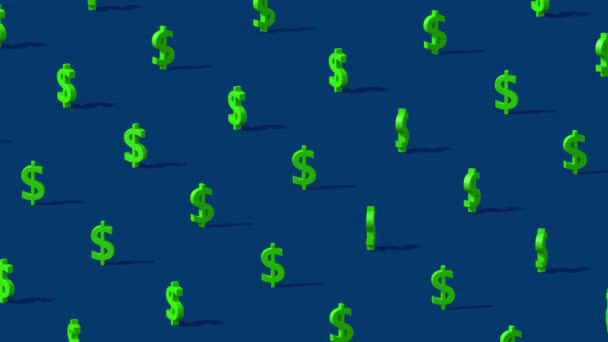 Sinal Dólar Verde Fundo Azul Animação Abstrata Renderização — Vídeo de Stock