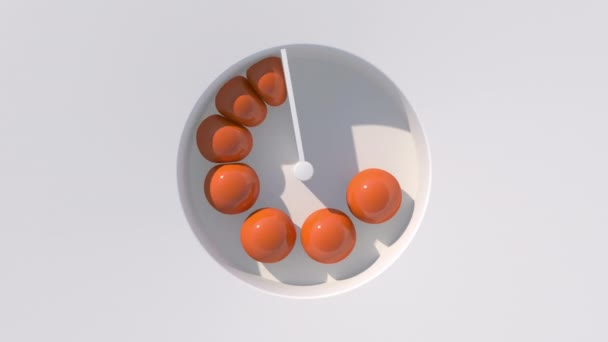 Оранжевые Яйца Белый Фон Жесткий Свет Абстрактная Анимация Рендеринг — стоковое видео