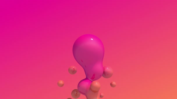 Boules Liquides Roses Fusionnant Fond Noir Animation Abstraite Rendu — Video