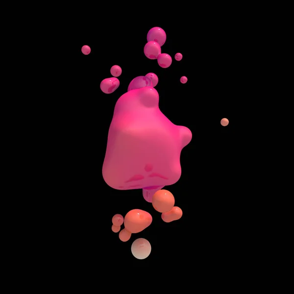 Roze Vloeibare Ballen Fuseren Zwarte Achtergrond Abstracte Illustratie Render — Stockfoto