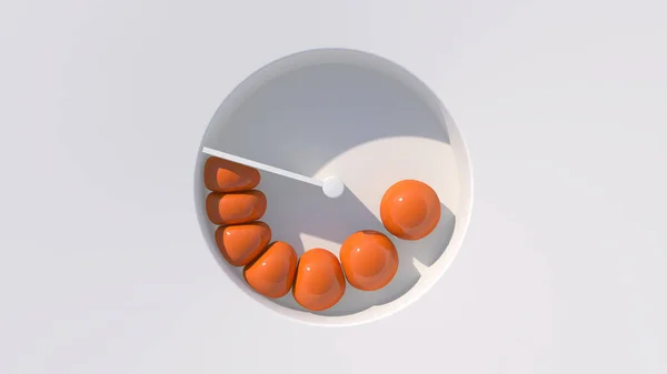 オレンジの柔らかいボール 白い背景 ハードライト アブストラクトイラスト 3Dレンダリング — ストック写真