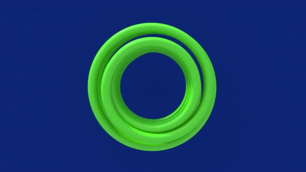 Espiral Verde Claro Vista Superior Fundo Azul Animação Abstrata Renderização — Vídeo de Stock