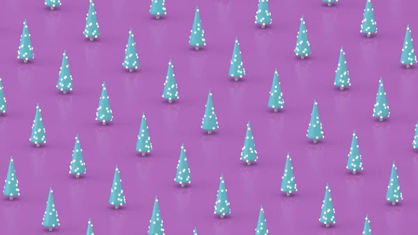 Arbres Noël Minimalistes Bleus Décoration Éclatante Fond Violet Illustration Abstraite — Photo