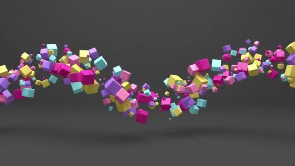 Grupo Cubos Colores Brillantes Fondo Gris Animación Abstracta Render — Vídeo de stock