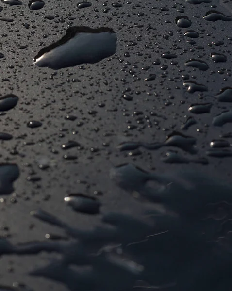 Water Druppels Textuur Zwarte Waterdichte Achtergrond — Stockfoto