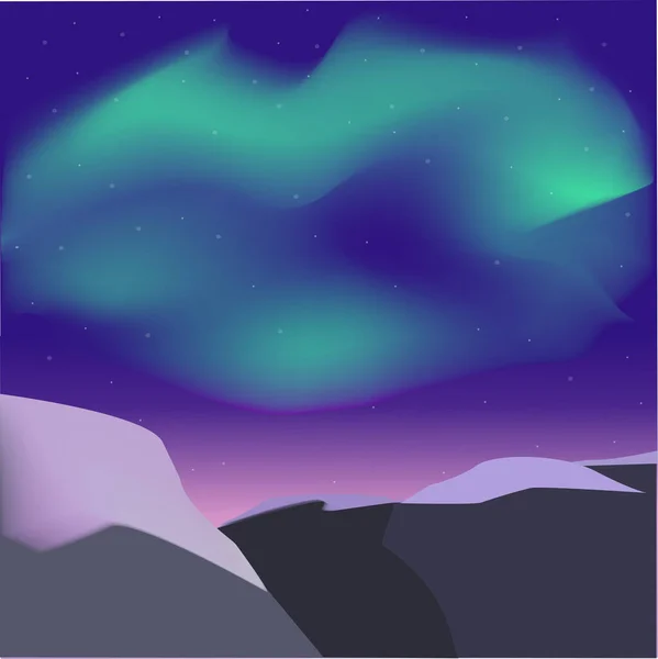 Vektorillustration Der Nordlichter Und Berge Skandinavische Landschaft — Stockvektor