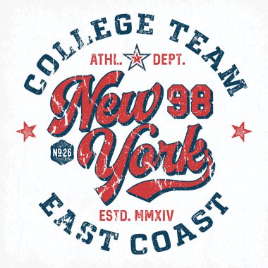 New York Kolej Takımı - Yazdırma Tee Tasarımı