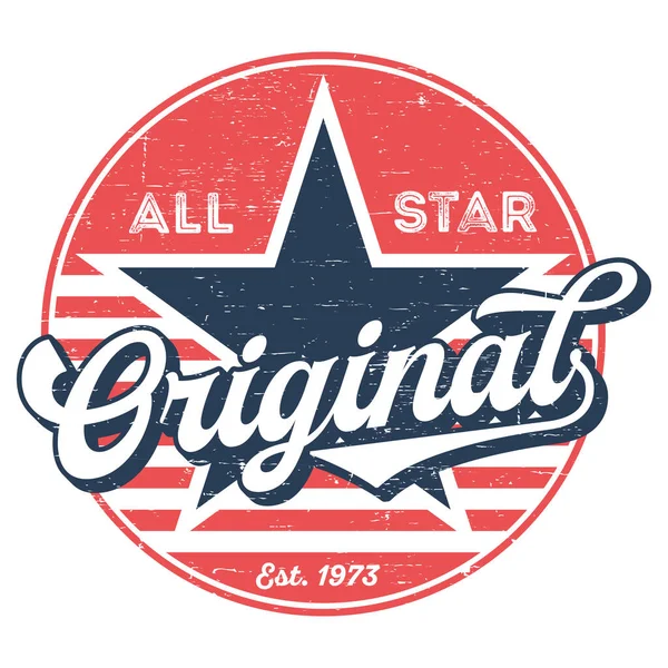 Original All Star Tee Design För Tryck — Stock vektor