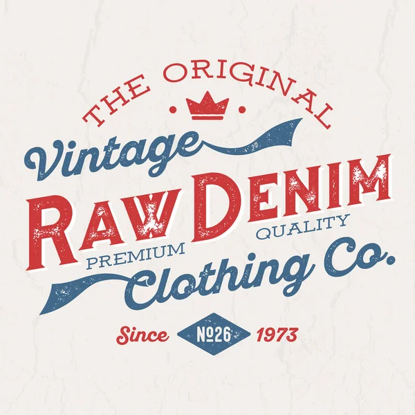 Αρχικό Vintage Raw Denim Σχεδιασμός Tee Για Εκτύπωση — Διανυσματικό Αρχείο