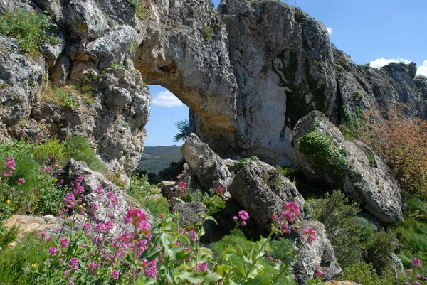 Forada Rock Arch Sierra Forada Vall Alcala Alicante Province Comunidad — стокове фото