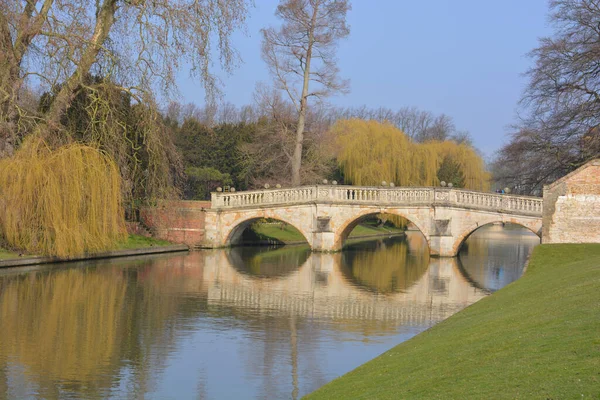 Clare Köprüsü nehir kamerasında ilkbaharda, Cambridge, Cambridgeshire, İngiltere